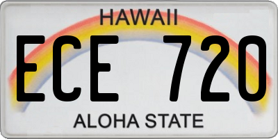 HI license plate ECE720