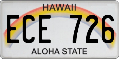 HI license plate ECE726