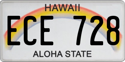 HI license plate ECE728