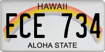 HI license plate ECE734