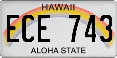 HI license plate ECE743