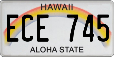HI license plate ECE745