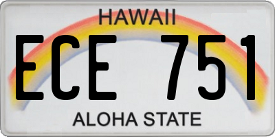 HI license plate ECE751