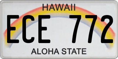 HI license plate ECE772