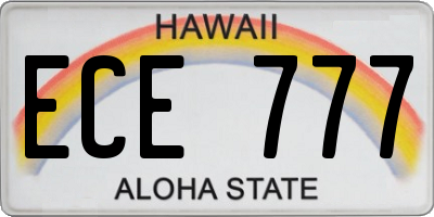 HI license plate ECE777