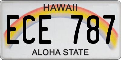 HI license plate ECE787