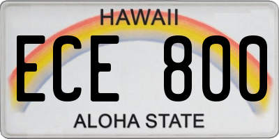 HI license plate ECE800