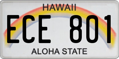 HI license plate ECE801