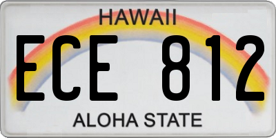 HI license plate ECE812