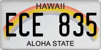 HI license plate ECE835