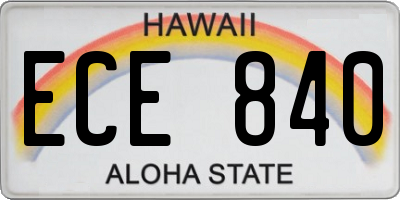 HI license plate ECE840