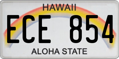 HI license plate ECE854