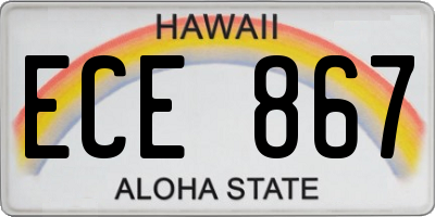 HI license plate ECE867