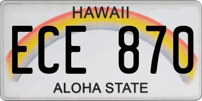 HI license plate ECE870