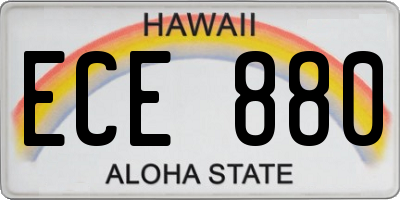 HI license plate ECE880