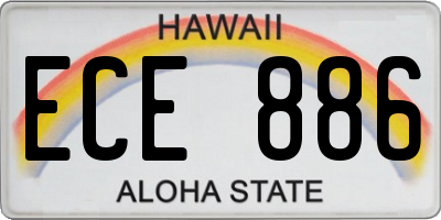 HI license plate ECE886