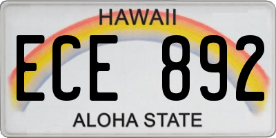 HI license plate ECE892