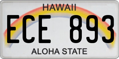 HI license plate ECE893