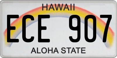 HI license plate ECE907