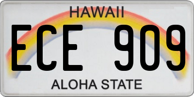 HI license plate ECE909