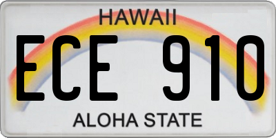 HI license plate ECE910