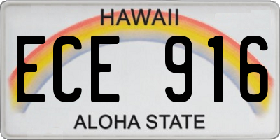HI license plate ECE916