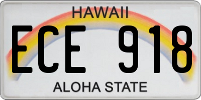 HI license plate ECE918