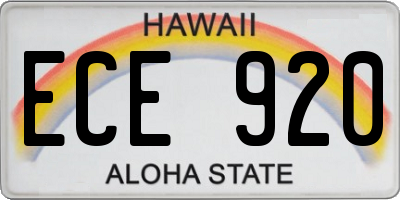 HI license plate ECE920