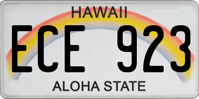 HI license plate ECE923