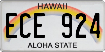 HI license plate ECE924