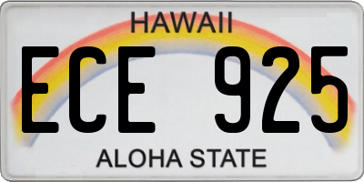 HI license plate ECE925