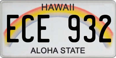 HI license plate ECE932