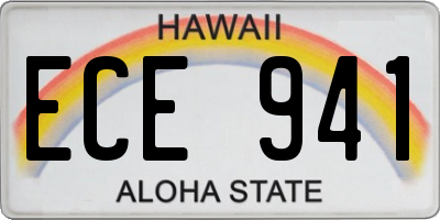 HI license plate ECE941