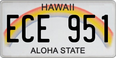 HI license plate ECE951