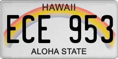 HI license plate ECE953
