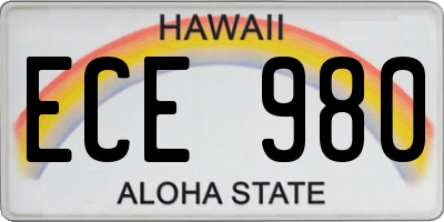 HI license plate ECE980