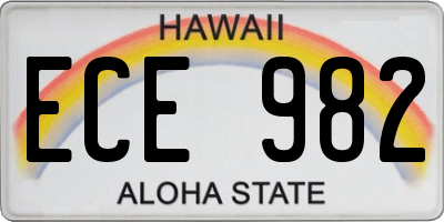 HI license plate ECE982