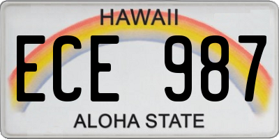 HI license plate ECE987