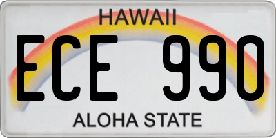 HI license plate ECE990