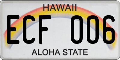 HI license plate ECF006
