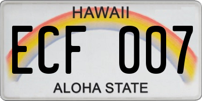 HI license plate ECF007