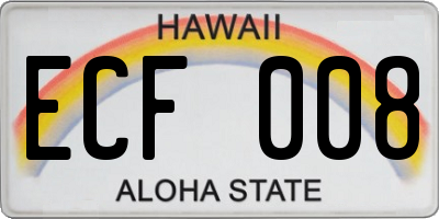 HI license plate ECF008