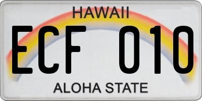 HI license plate ECF010