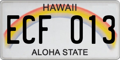 HI license plate ECF013
