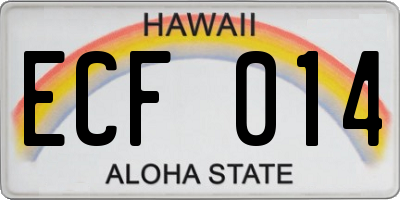 HI license plate ECF014