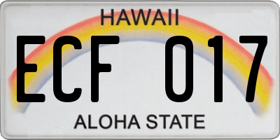 HI license plate ECF017