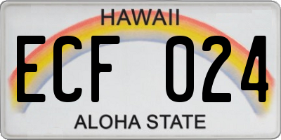 HI license plate ECF024
