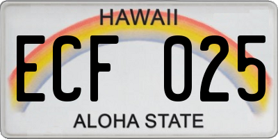 HI license plate ECF025
