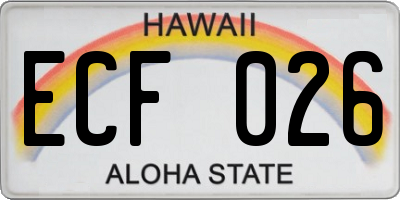 HI license plate ECF026