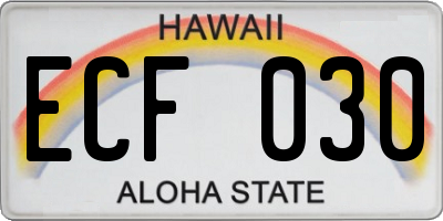 HI license plate ECF030